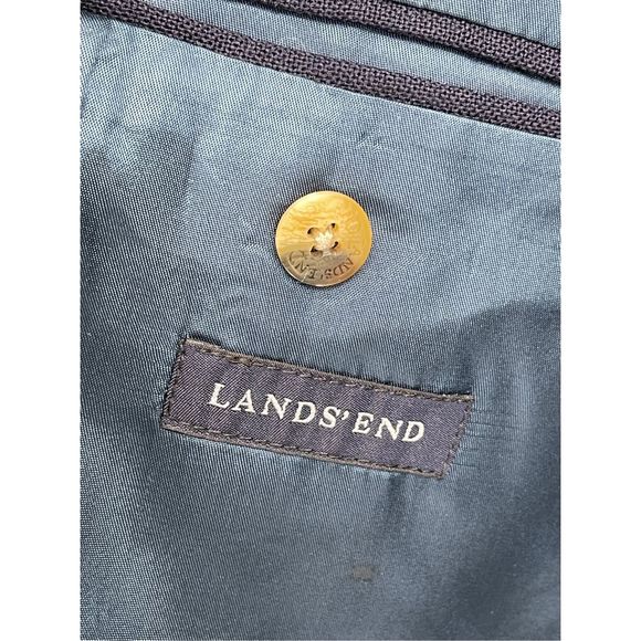 Lands End Blazer Sport Coat Suit Jacket Men Size 44 Blue Gold Button Wool - Picture 8 of 11